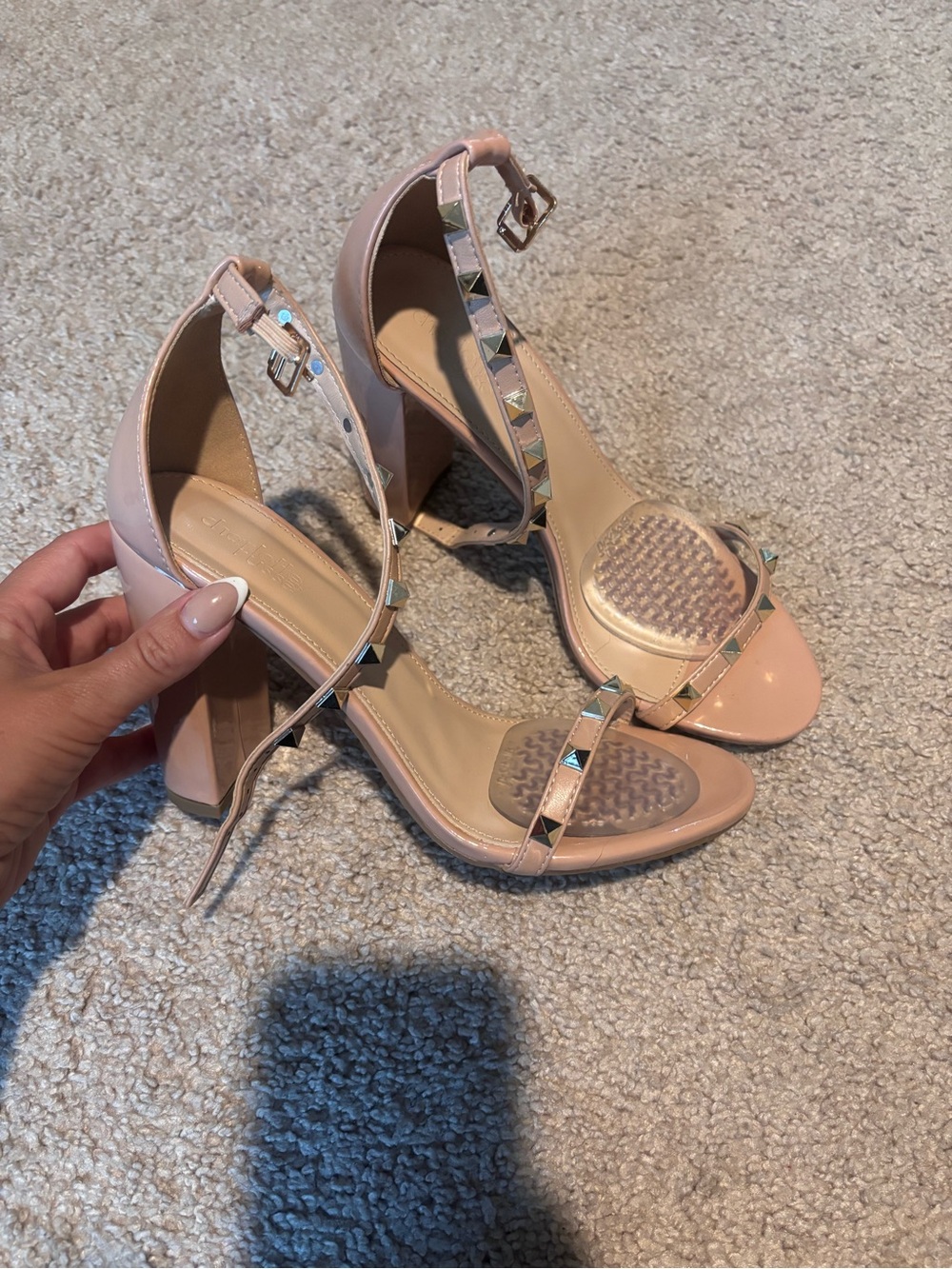 Charlotte Russe Blush Studded Block Heel Sandals